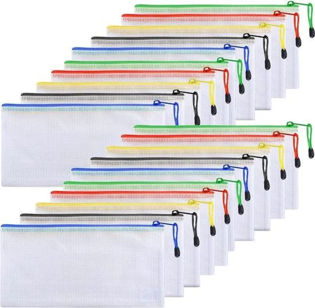 Pochette imperméable A6 lot de 20 sacs en plastique maillé avec zip