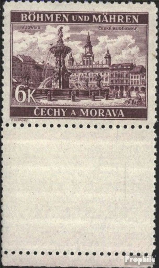 Briefmarken Böhmen und Mähren 1940 Mi 58LS mit Leerfeld postfrisch Freimarken