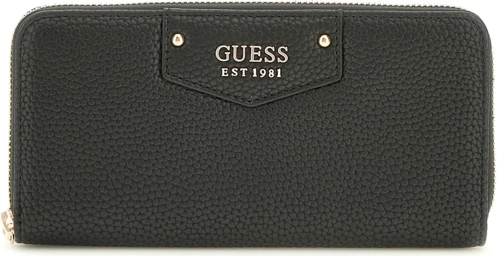 Petit portefeuille femme GUESS Eco Brenton noir en simili cuir chic