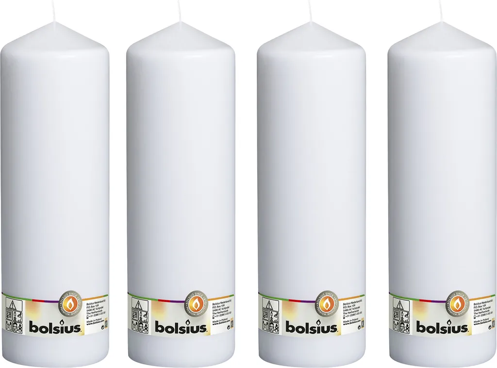 set di 4 candele a colonna - Altezza 30 cm - Diametro 9,8 cm - Bianco