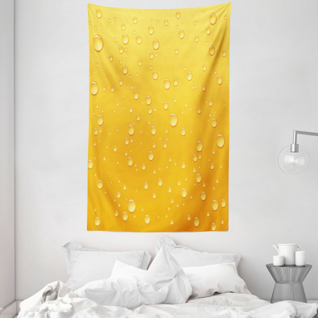 ABAKUHAUS Gelb Wandteppich und Tagesdecke, Ombre wie Bierglas aus Weiches Mikrofaser Stoff Waschbar ohne Verblassen Digitaldruck, 140 x 230 cm, Gelb