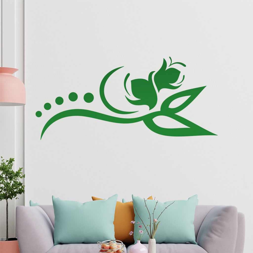 Blume - Linien Punkte Wandtattoo in 6 Größen - Wandaufkleber Wall Sticker - Dekoration, Küche, Wohnzimmer, Schlafzimmer, Badezimmer