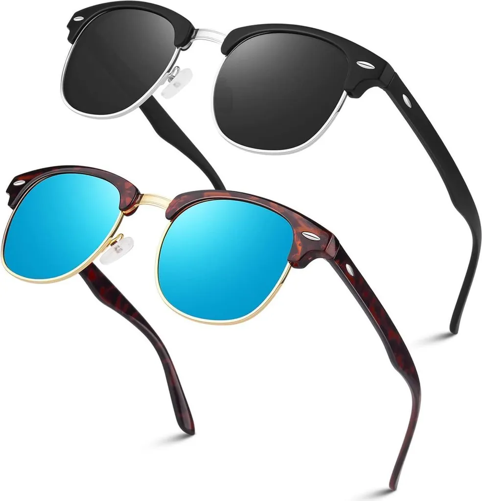 Occhiali Da Sole Polarizzati Retrò – Unisex, Protezione UV400, Antiabbagliamento, Per Guida E Pesca, Tartaruga Blu