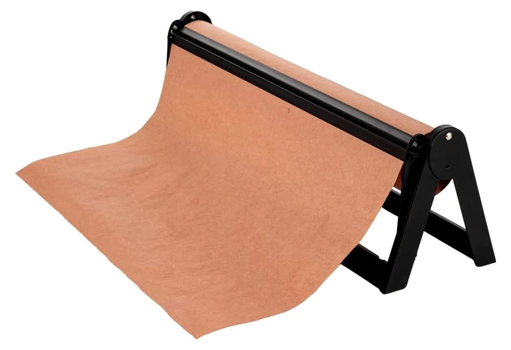 Geschenkpapierhalter, 66,2 x 17,9 x 20,3 cm, wandmontierbarer Metzgerpapierhalter, gezackte Klinge, Gummifüße, schwarzer Stahl-Papierschneiderst...