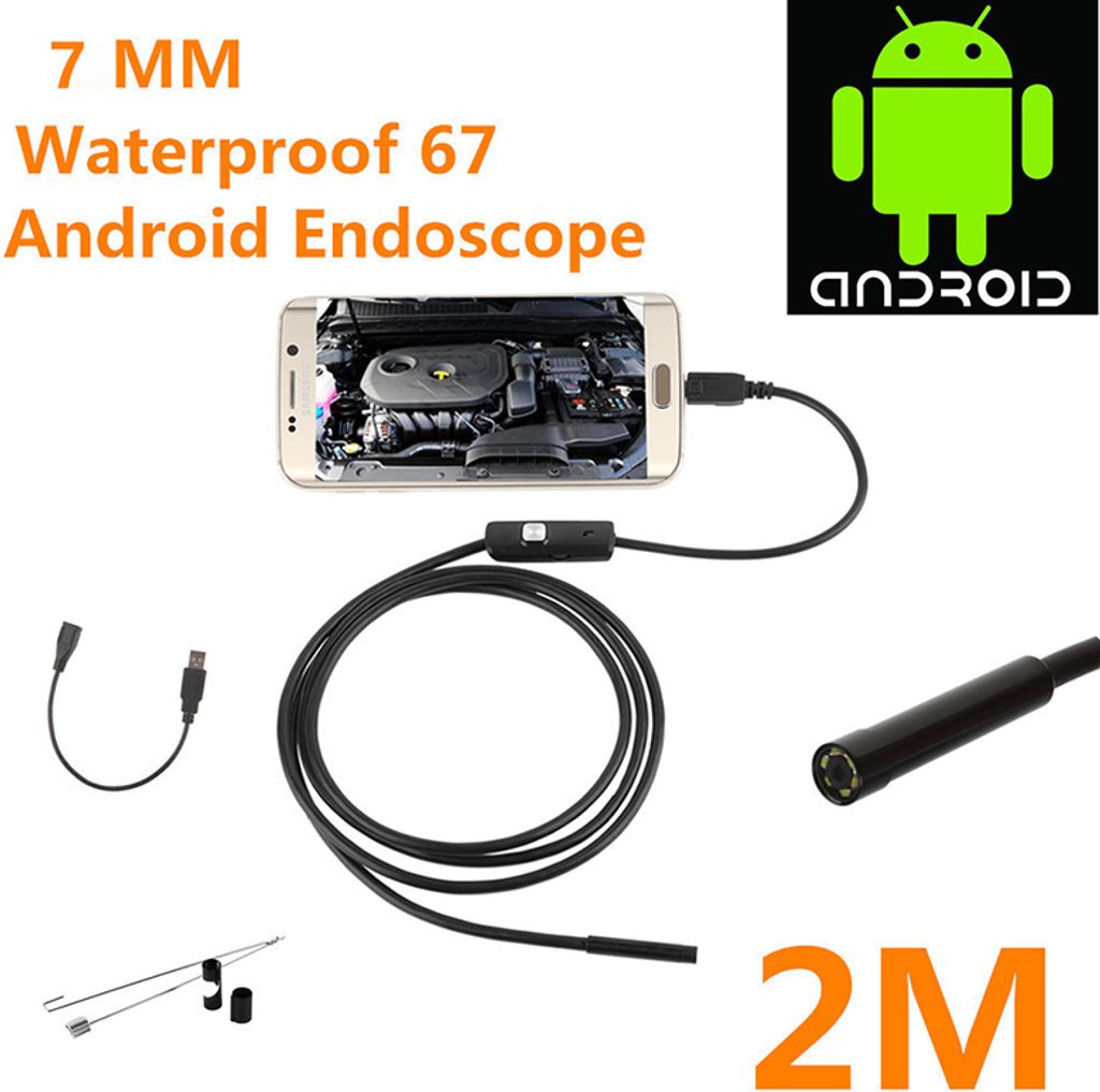 2m 1m 7mm Endoskop Kamera Flexible Ip67 Wasserdichte Inspektion Borescope 6leds Einstellbar 2 Meter