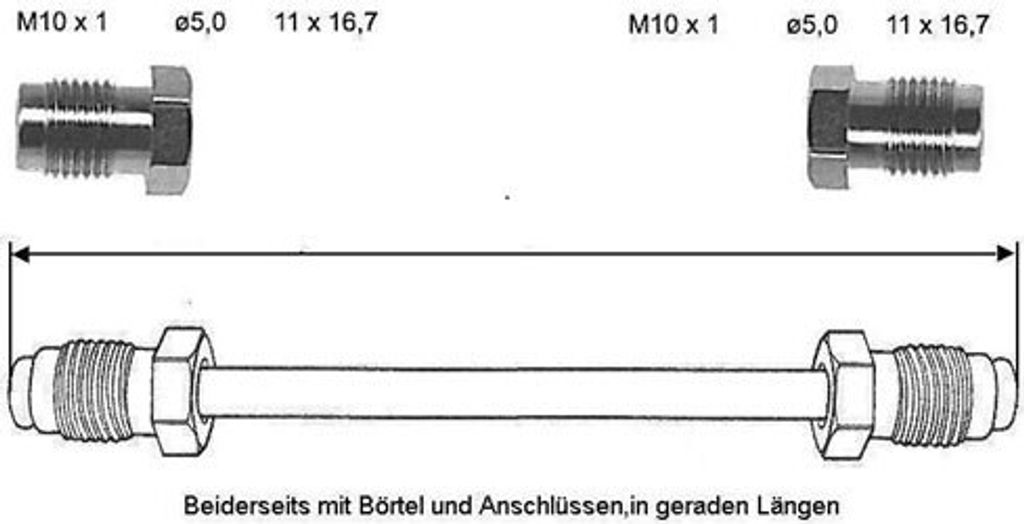 Bremsleitung 440 mm 10 X 1 (Kupfer-Nickel)