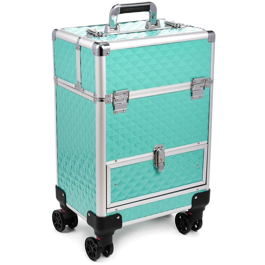 Kosmetikkoffer auf Rollen Aluminium Türkis Silber 40L Produktbild 