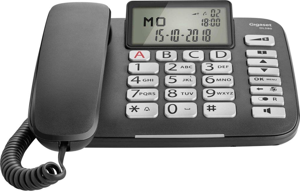 Gigaset DL580 - Telefono con cavo con ID chiamante - Nero Immagine del prodotto 