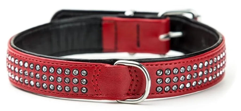 Collare Nobby Crystal 3 File 52 cm Rosso - Comfort e Swarovski Originali