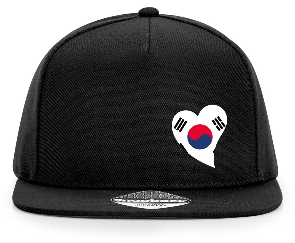 Huuraa Cappy Mütze Südkorea Flagge Herz Black Polyester Snapback Kappe Geschenkidee