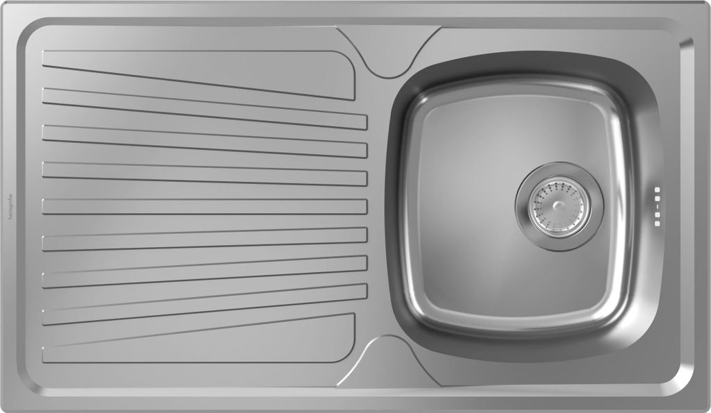hansgrohe S21 Einbauspüle 342, Edelstahl, mit Abtropffläche, 860x500mm, manuelle Ablaufgarnitur, 43372800