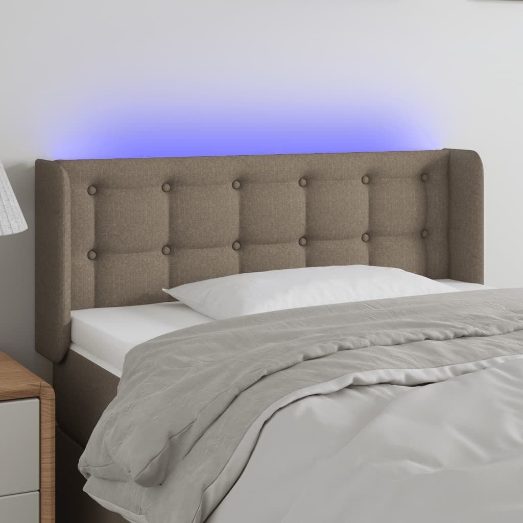 vidaXL LED Kopfteil Taupe 93x16x78/88 cm Stoff - LED Kopfteil - LED Kopfteile - Kopfteil - Bett-Kopfteil