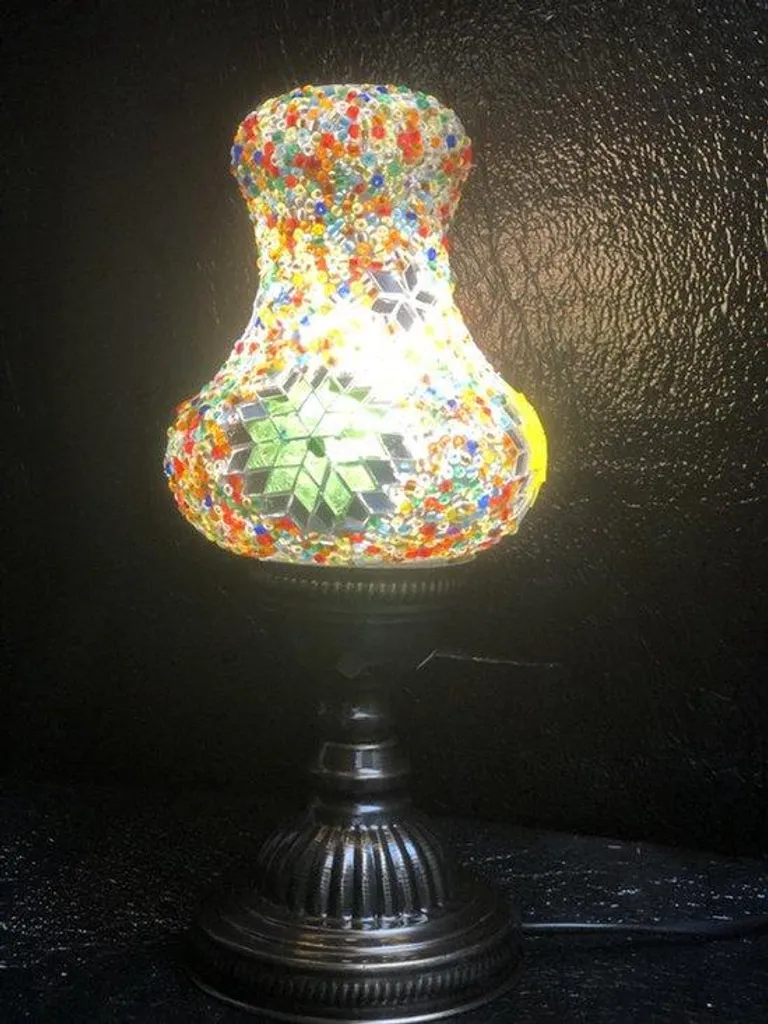 Lampe mosaïque poire faite main - Lampe de table turque artisanale 30cm