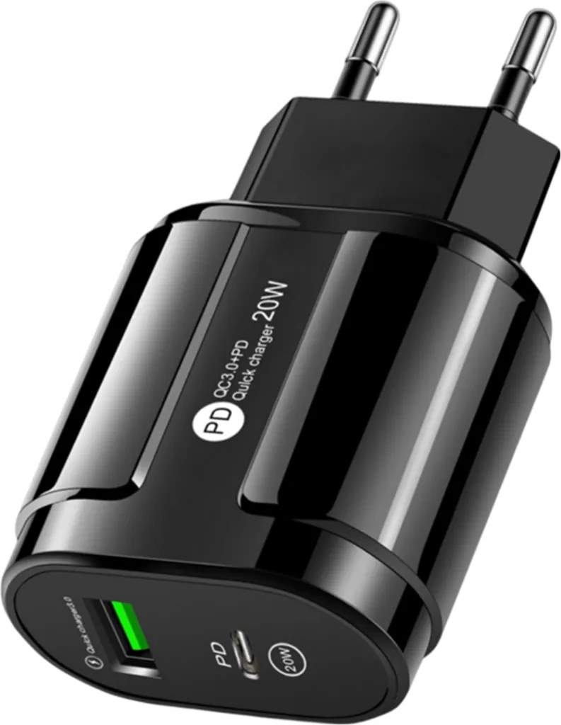 Adattatore Eko 20W USB-C Nero - Fast Charge PD 3.0 e QC 3.0 Dual Port