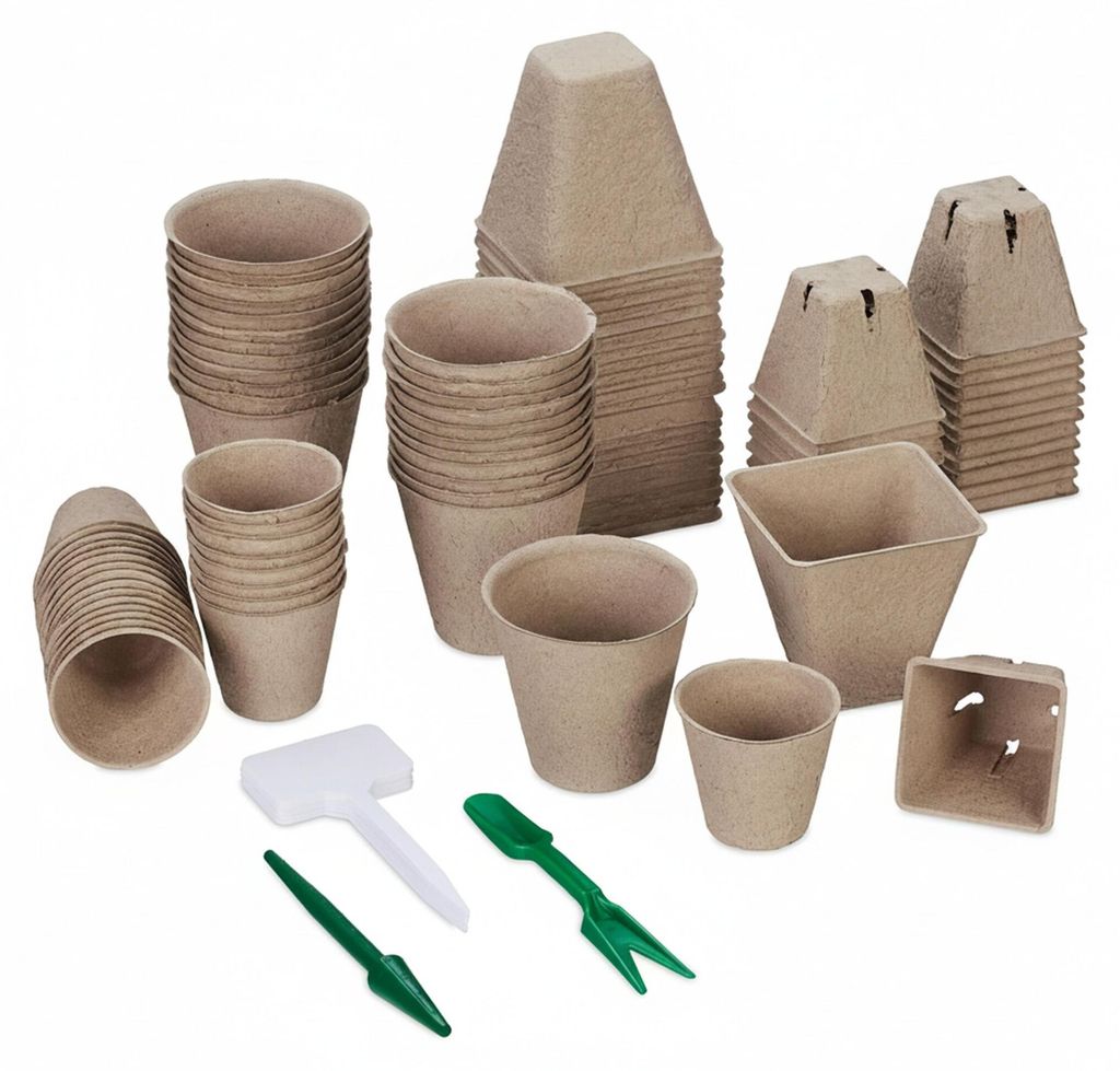 Lot de 96 pots de culture Relaxdays, accessoires inclus, Image du produit 