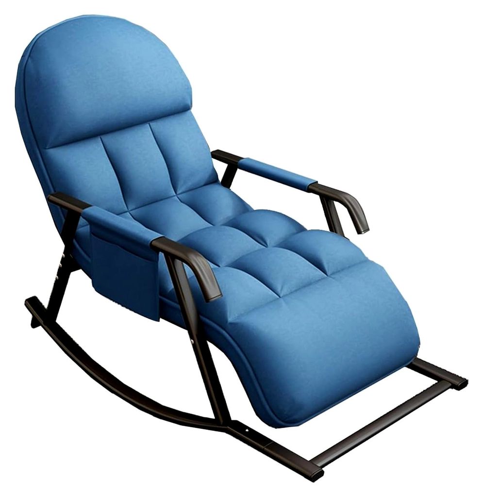 Schaukelstuhl für Wohnzimmer, Lesesessel mit bequem gepolstertem Sitz, verstellbarer Schaukelstuhl für Balkon, Wohnzimmer, Schlafzimmer (Blau)
