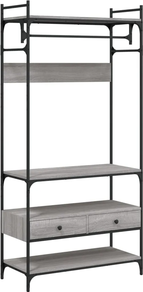 Mobile Ingresso Grigio Sonoma 89x39 cm - Appendiabiti con Cassetti Design