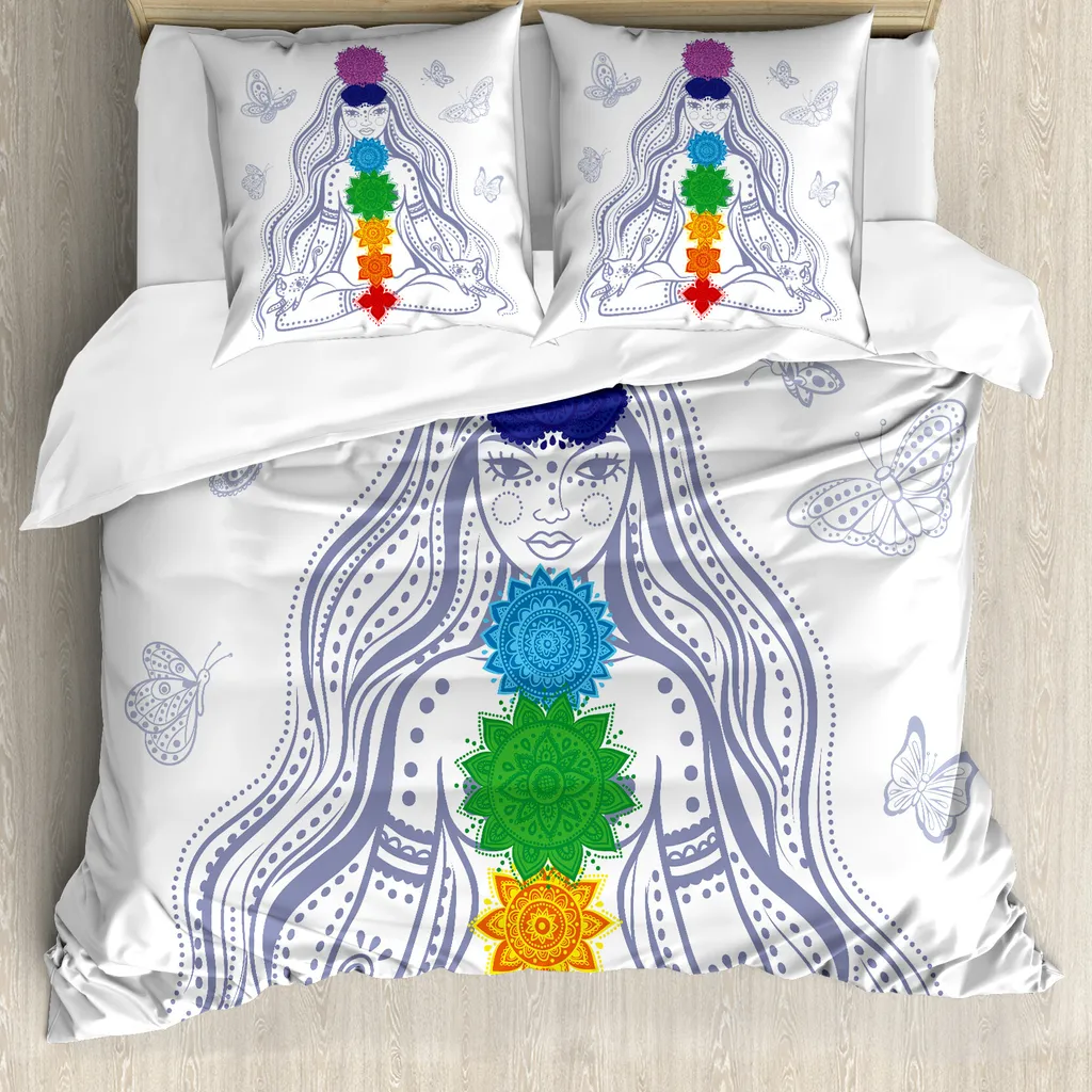 Housse de couette anti-acariens Chakra et Yoga 200x200 cm douce
