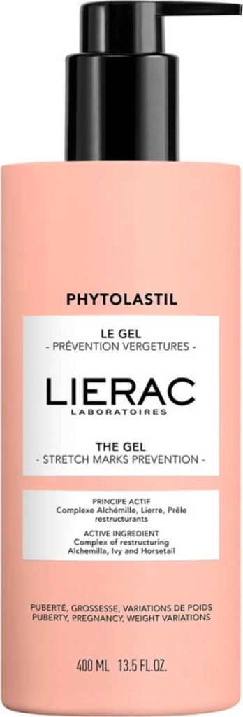 A bottle of Lierac Phytolastil Gel Stretch Mark Prevention.