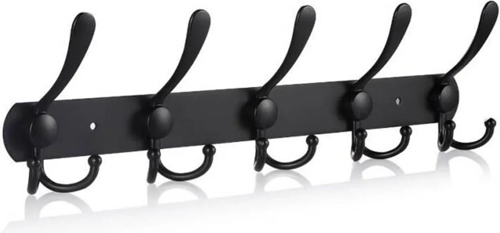 Portasciugamani In Acciaio Inox Nero - Gancio Appendiabiti Per Bagno Acciaio Inox Nero 5 Ganci 96400980
