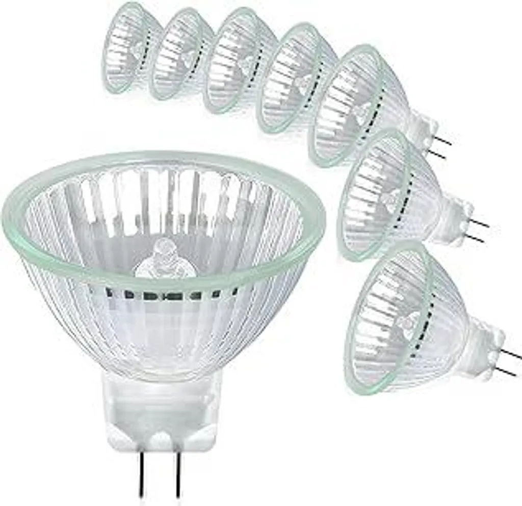 Lampadina alogena MR16 20W 12V, 8 pezzi GU5.3 faretto alogeno dimmerabile 2700K bianco caldo, 280LM riflettore alogeno 35° angolo di emissione per faretto alogeno illuminazione a binario da incasso