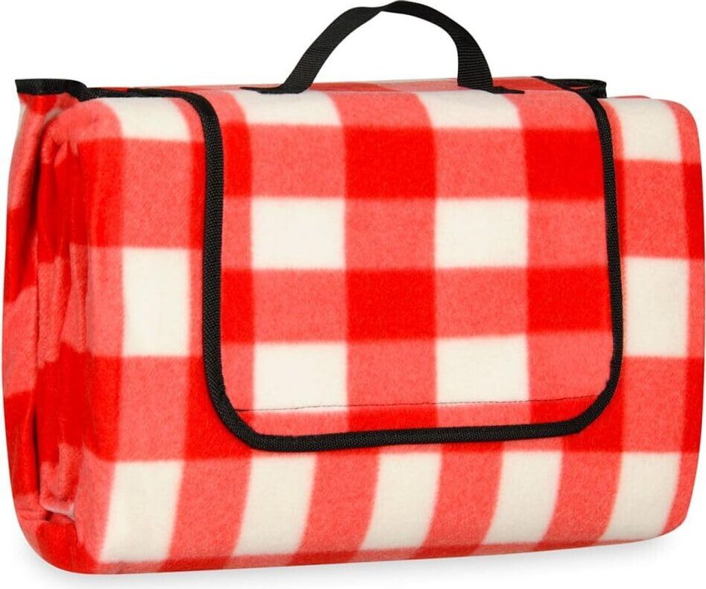 FEBE Picknickdecke mit trageriff 150x200 cm Kariert wasserdichter Unterseite Campingdecke Stranddecke Park Garten Outdoor