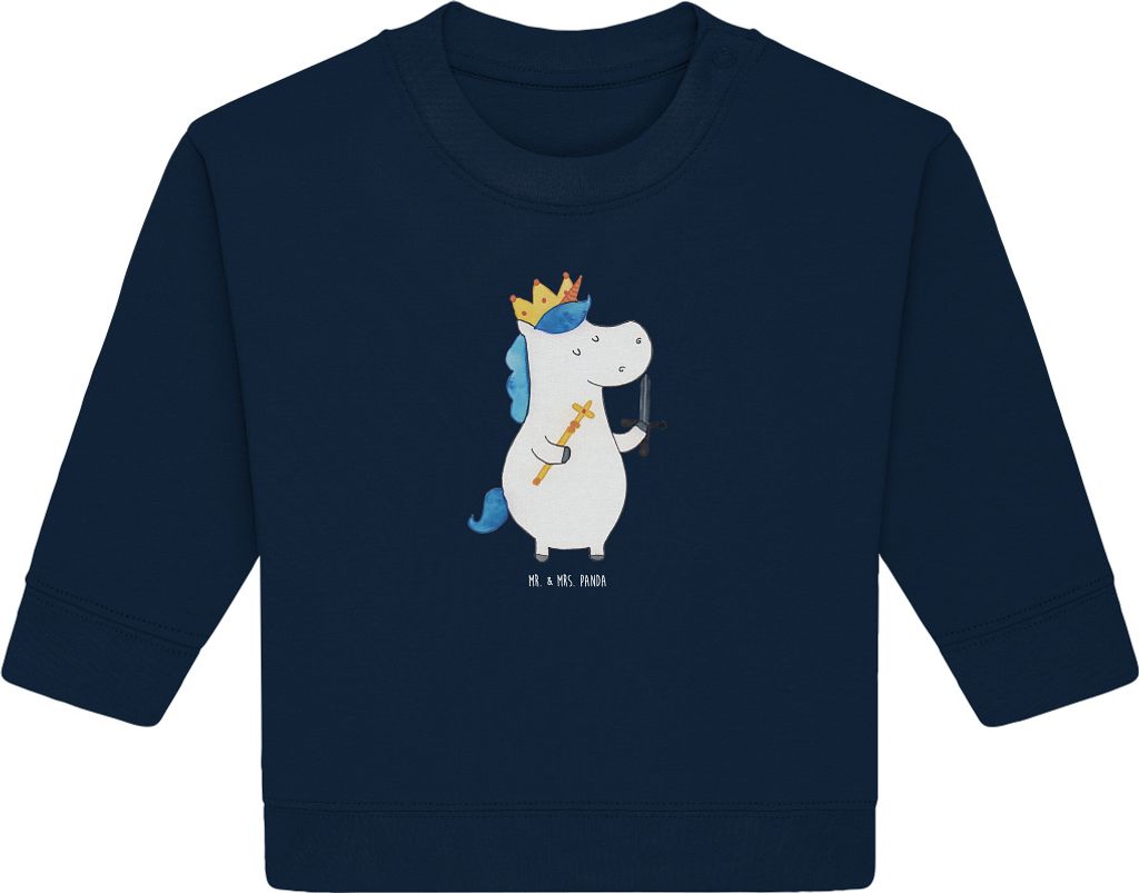 Mr. & Mrs. Panda Organic Baby Pullover Einhorn König mit Schwert 24. - 36. Monat - French Navy - Geschenk, Ritter, Mittelalter, Einhörner, Unicor...