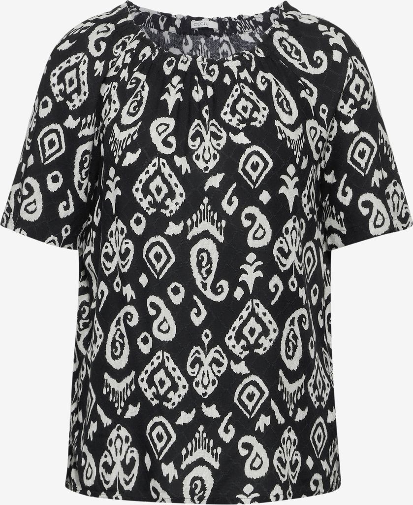 TOS Printed Dobby Carmen Blous 30001 Black Größe L