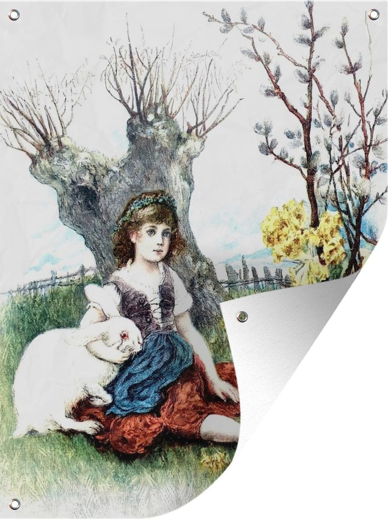 MuchoWow 60x80 cm Outdoor-Poster Gartendeko Sichtschutz Garten Poster für den Garten Osterszene