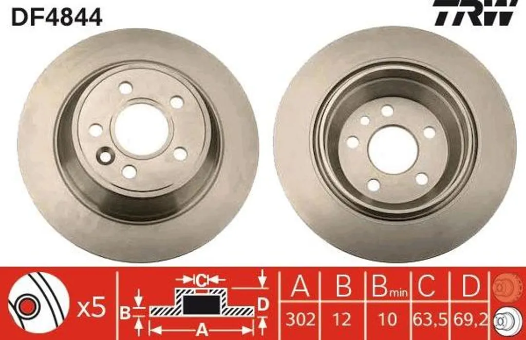 Disque de frein avant TRW DF4844 pour entretien S80 et XC70 Volvo