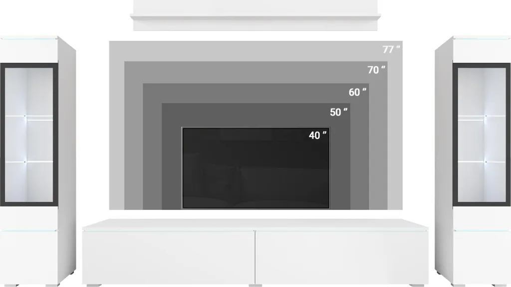 Armoire suspendue HERMINA 2 en blanc brillant avec décor chêne wotan