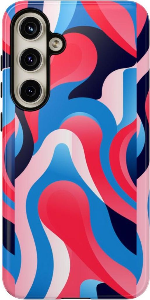 Abstraktes Wellenmuster in Blau und Rot – Hülle Kompatibel mit Samsung Galaxy S24 Plus