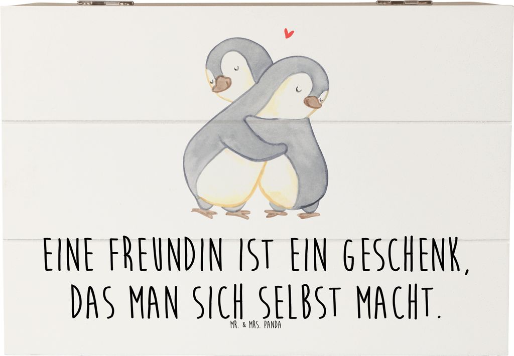 Mr. & Mrs. Panda Holzbox Geschenk Freundin 22 x 15 cm - Weiß - Verbundenheit, Schatulle, Aufmerksamkeit, Holzkiste mit Deckel, Danke, fotobox, wah...