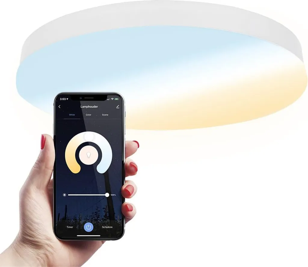 Plafonnier Connecté CCT Variable 2700K-6500K LED IP54 1500 Lumens