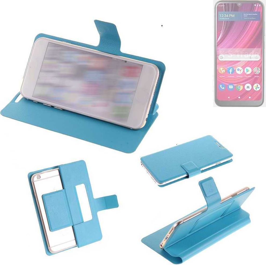 K-S-Trade Schutzhülle Handyhülle kompatibel mit BLU View 4 Flip cover Handy case Smartphone Klapphülle blau
