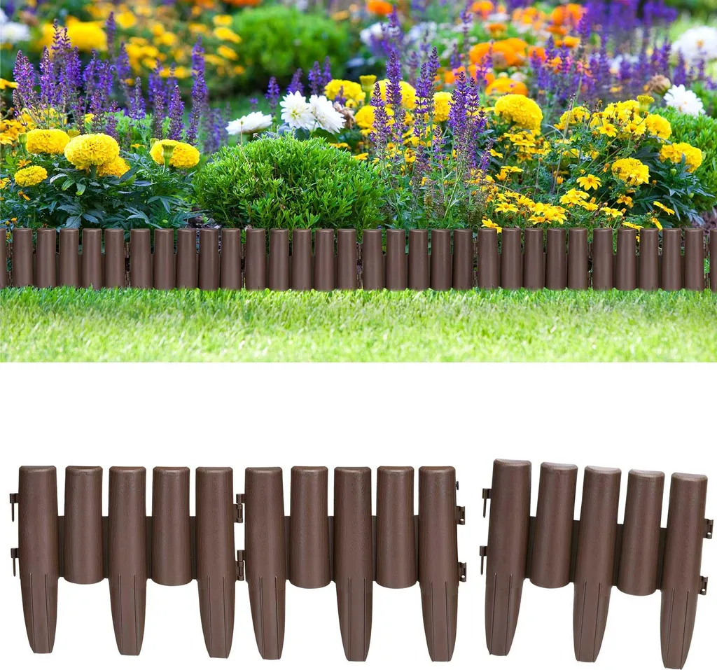Bordurette de Jardin Résistante aux Intempéries et UV 8,96m Aspect Bois