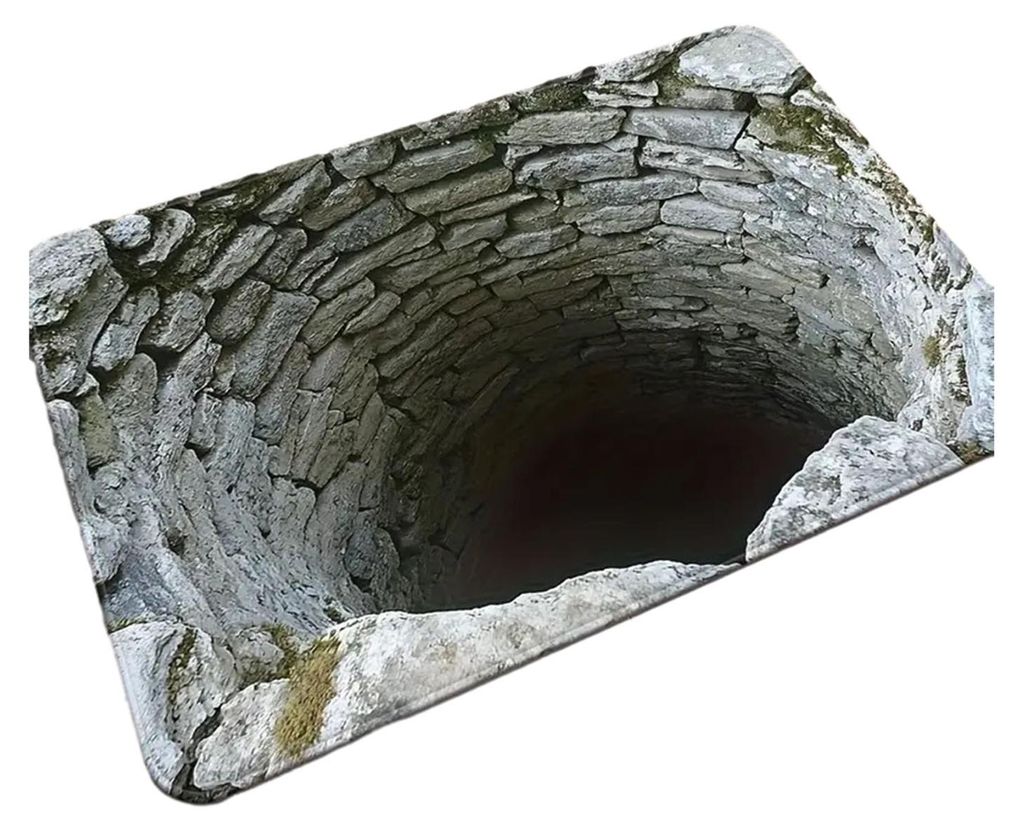 3D-Loch-Teppich, realistische optische Täuschung, lustige Fußmatte mit bodenlosem Loch, saugfähige, rutschfeste Bodenmatte für Badezimmer, Wohn...