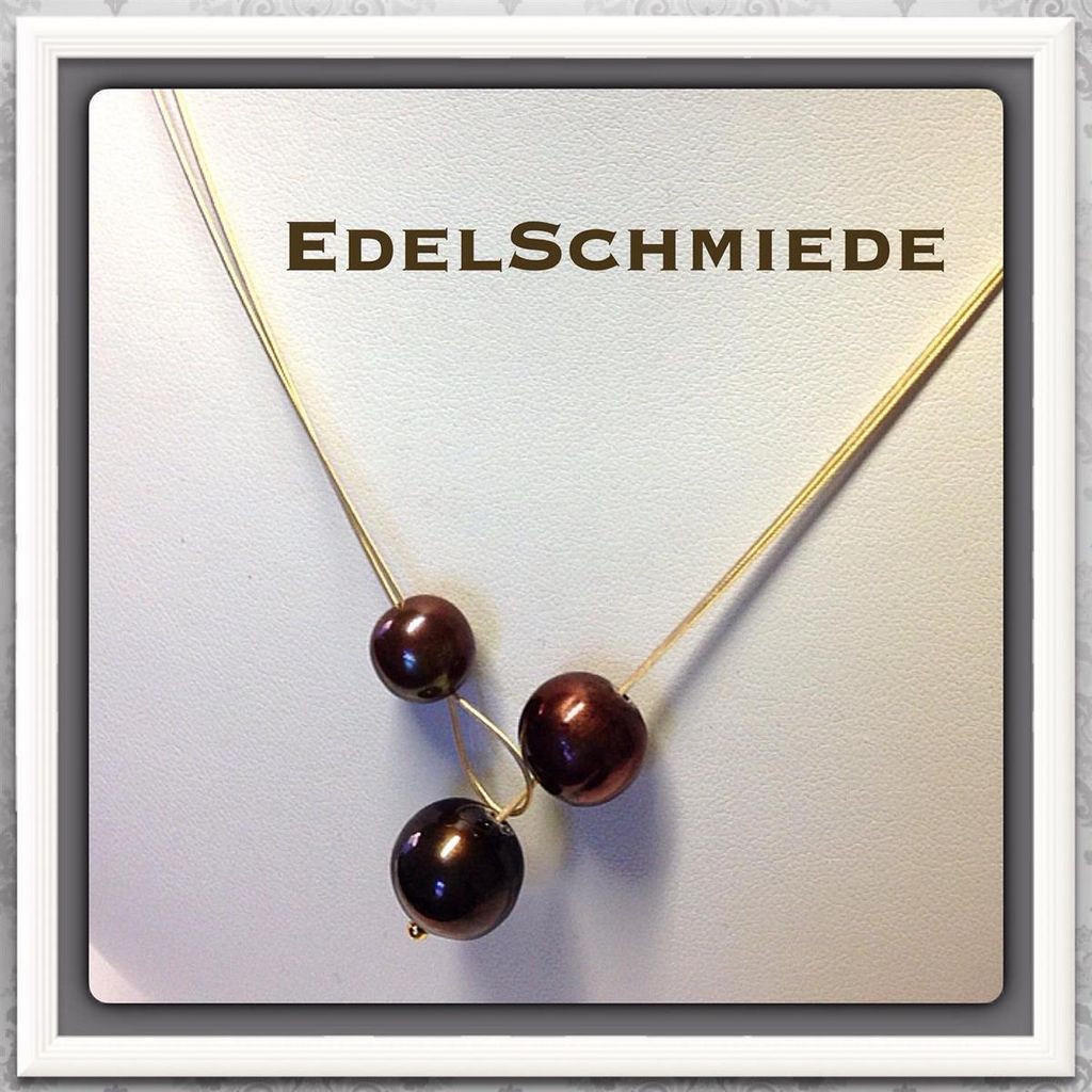 Edelschmiede925 Perlenschmuck modern auf Stahlseil Produktbild 