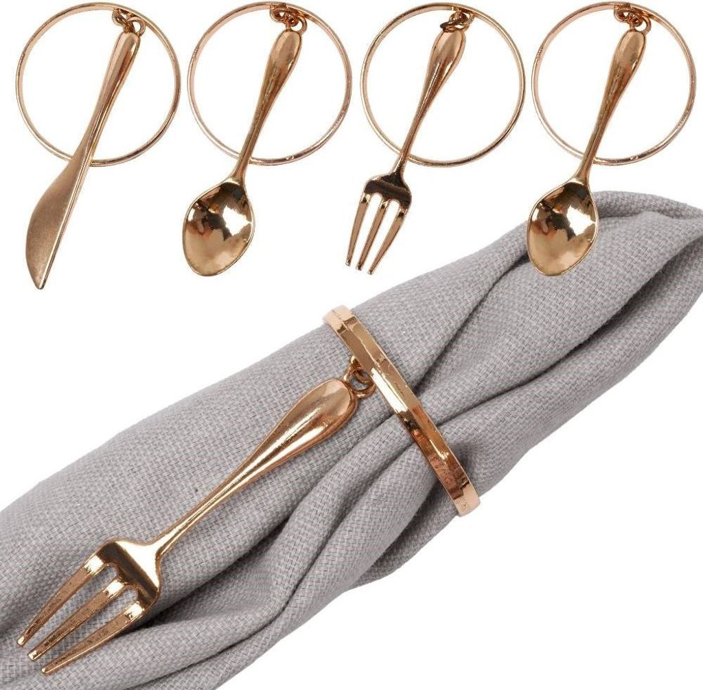 4er Set elegante Serviettenringe in Gold, Tischdekoration