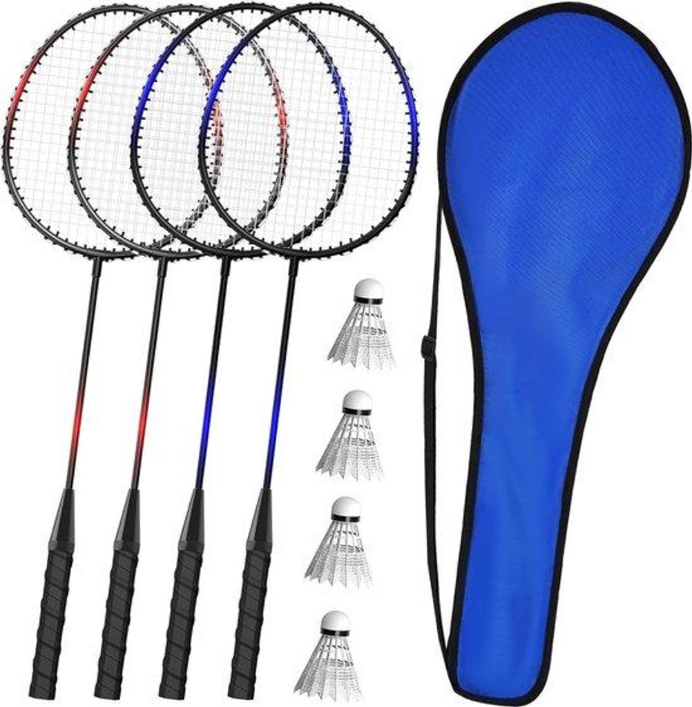 Badminton Set für 2-4 Spieler, leicht und stabil, inkl. Schläger und Federbälle