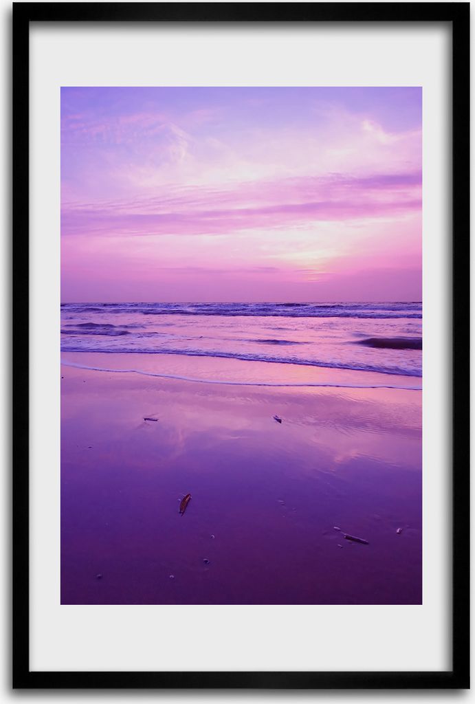 Bild - Bilderrahmen - 40 cm x 60 cm - MDF - Rahmen - Wandkunst - Sonnenuntergang Meer