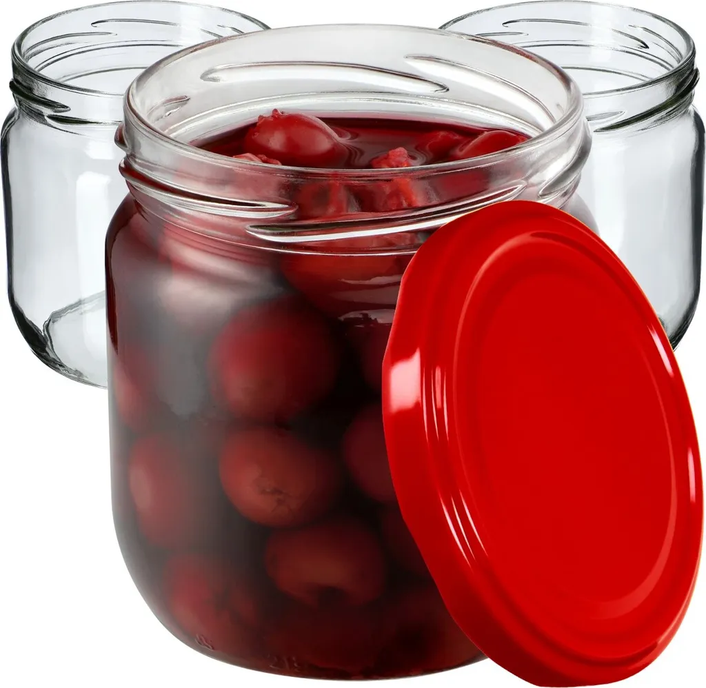 KADAX Salla Barattoli 425ml per Conserve Alimentari - Set 48 pz Rosso
