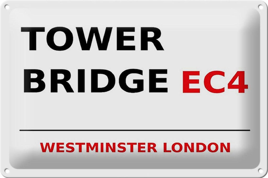 Blechschild London 30x20cm Westminster Tower Bridge EC4