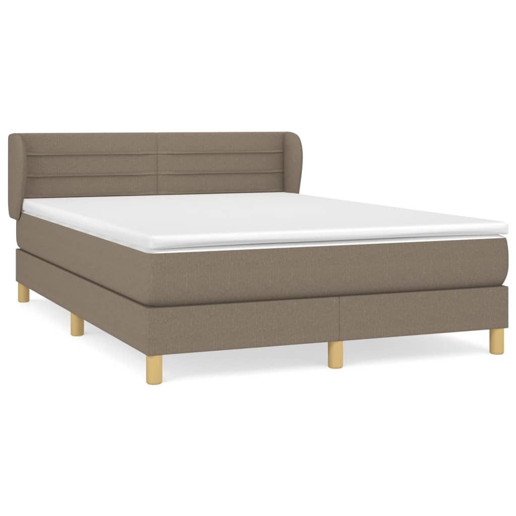 Möbel Boxspringbett/bettgestell - Bettrahmen - Doppelbett - mit Matratze Taupe 140x190 cm Stoff - Polsterbett Klassische Betten CLORIS7515408