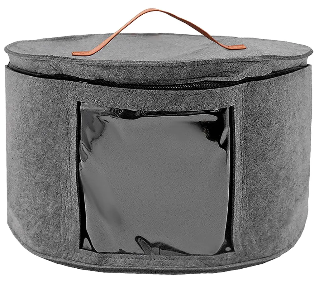 Boîte chapeaux avec fenêtre transparente et poignée cuir pour voyage