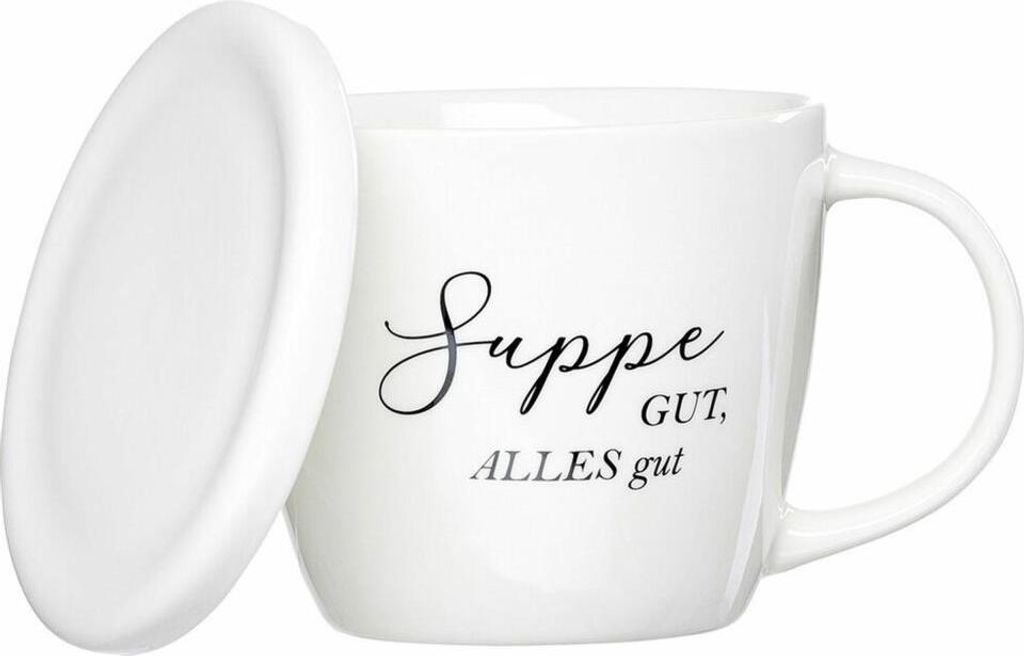 Ritzenhoff & Breker Suppentasse mit Deckel Soppa Gut, Becher, Porzellan, Weiß, 460 ml, 428506