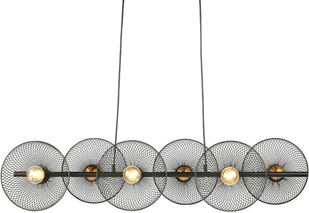 ACA Lighting KOBE HL45846P103B Suspension 6xE27 Métal Noir 103x35cm