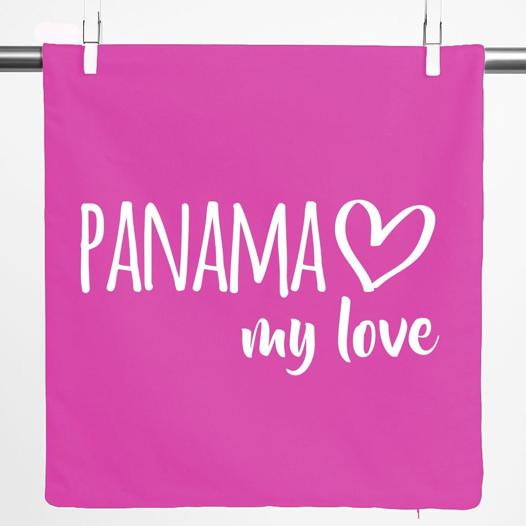 Huuraa Kissenbezug Panama my love 40x40cm Fuchsia Baumwolle Dekokissenbezug Geschenkidee