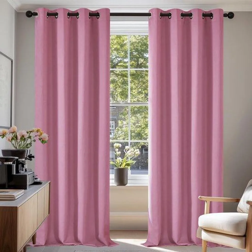Stores thermiques occultants rose poudré 140 x 290 cm - Lot de 2 pièces