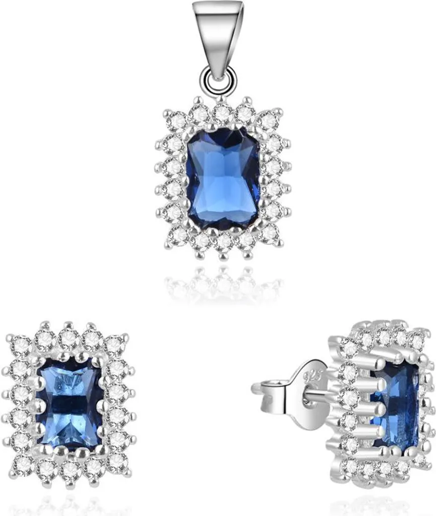Ensemble collier et boucles d'oreilles femme en zirconium brillant